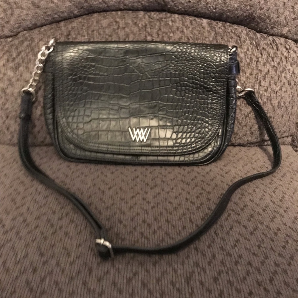 Wendy Williams Black Leather Shoulder Bag like new